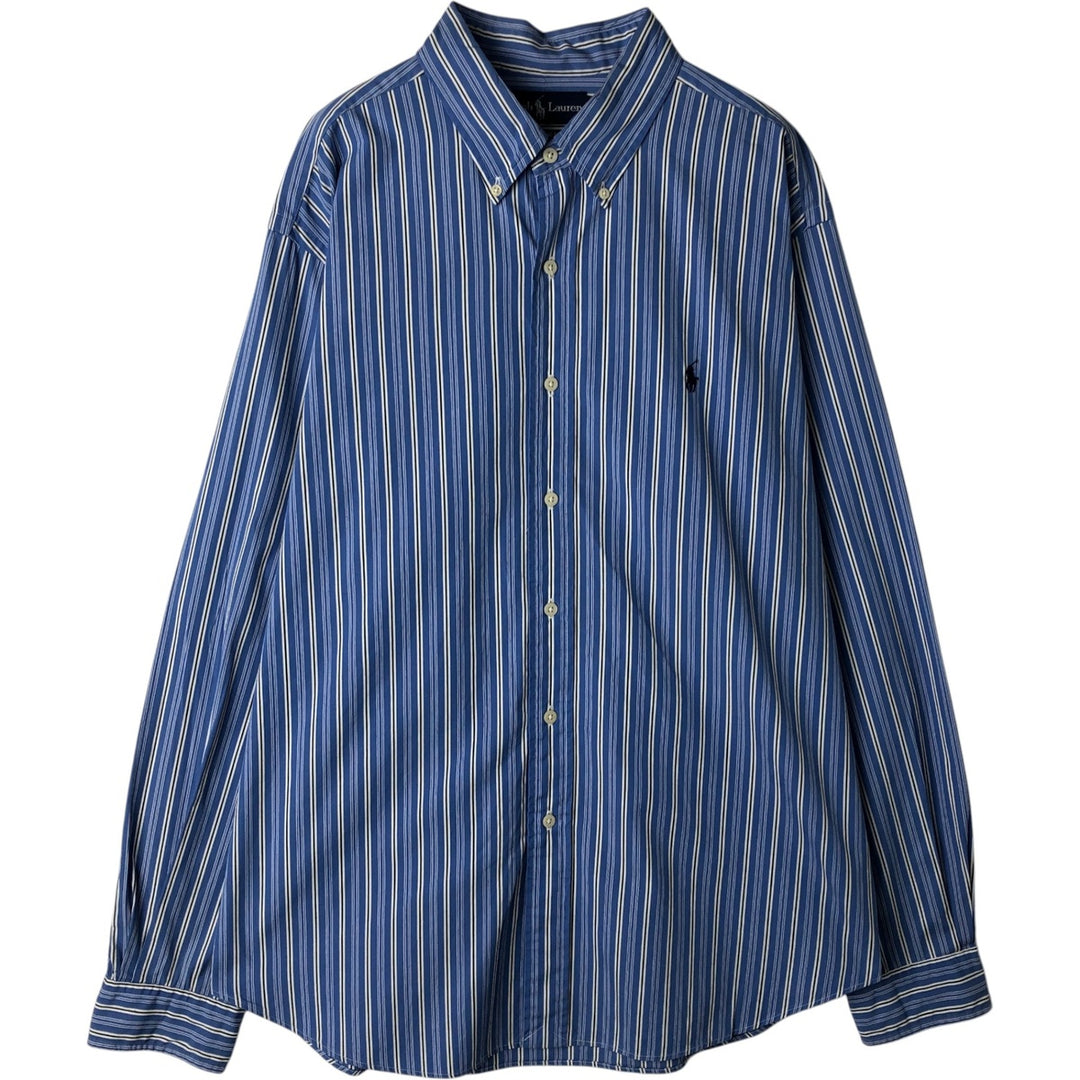 Ralph Lauren Classic Fit Multi-Stripe Long Sleeve Button-Down Striped Shirt, Men's XL cotton blue type Vintage Second Hand