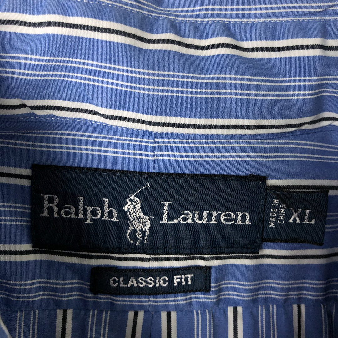 Ralph Lauren Classic Fit Multi-Stripe Long Sleeve Button-Down Striped Shirt, Men's XL cotton blue type Vintage Second Hand