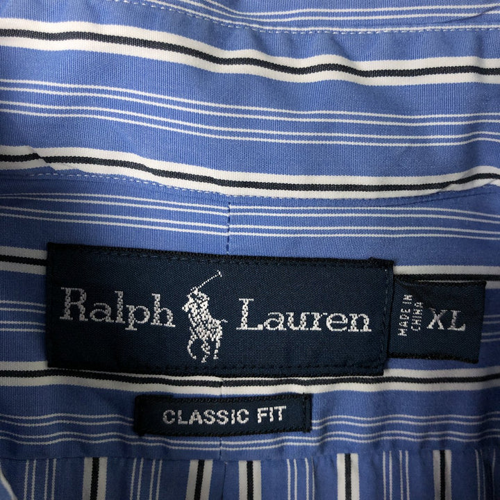 Ralph Lauren Classic Fit Multi-Stripe Long Sleeve Button-Down Striped Shirt, Men's XL cotton blue type Vintage Second Hand