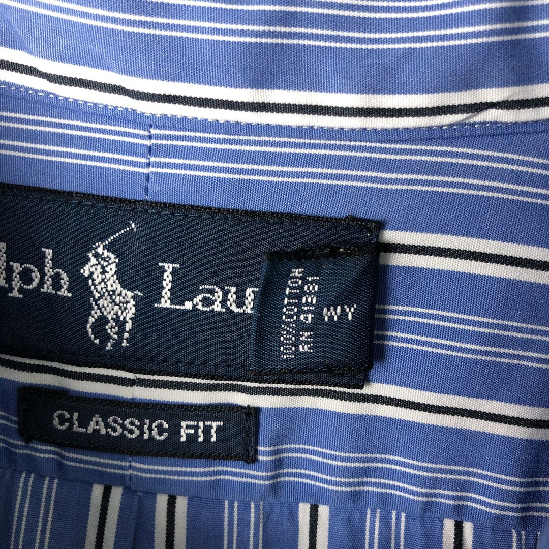 Ralph Lauren Classic Fit Multi-Stripe Long Sleeve Button-Down Striped Shirt, Men's XL cotton blue type Vintage Second Hand