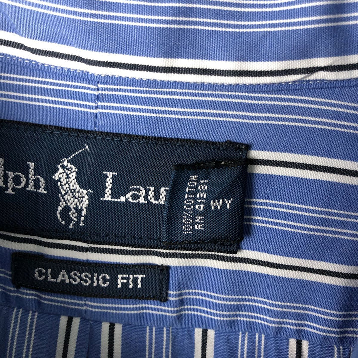 Ralph Lauren Classic Fit Multi-Stripe Long Sleeve Button-Down Striped Shirt, Men's XL cotton blue type Vintage Second Hand