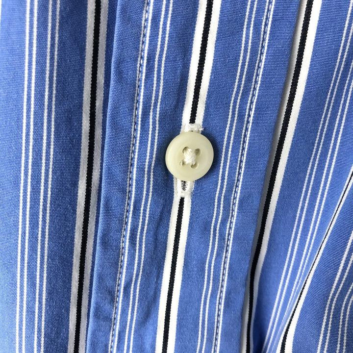 Ralph Lauren Classic Fit Multi-Stripe Long Sleeve Button-Down Striped Shirt, Men's XL cotton blue type Vintage Second Hand