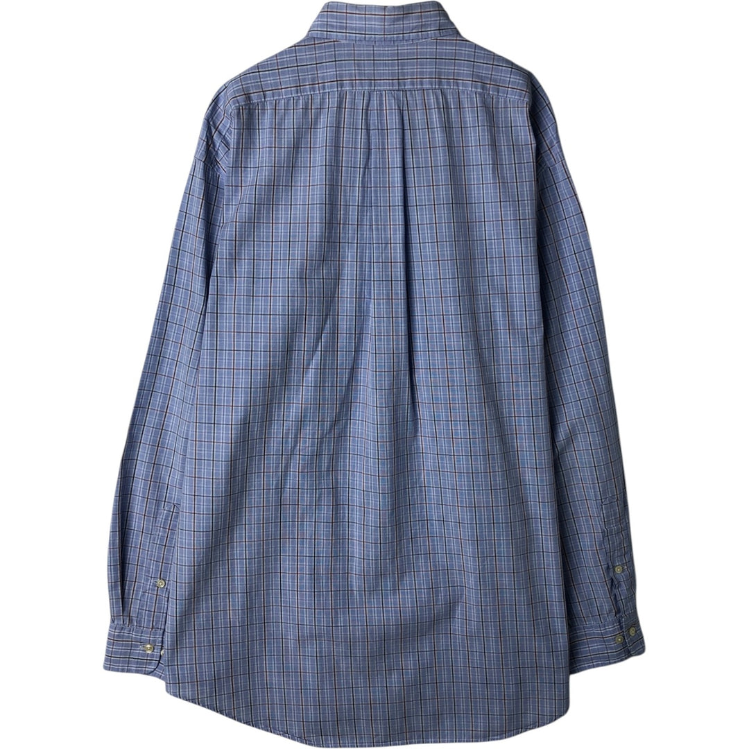 Ralph Lauren YARMOUTH Long Sleeve Button-Down Check Shirt, Men's Size L cotton Blue type light blue Vintage Second Hand