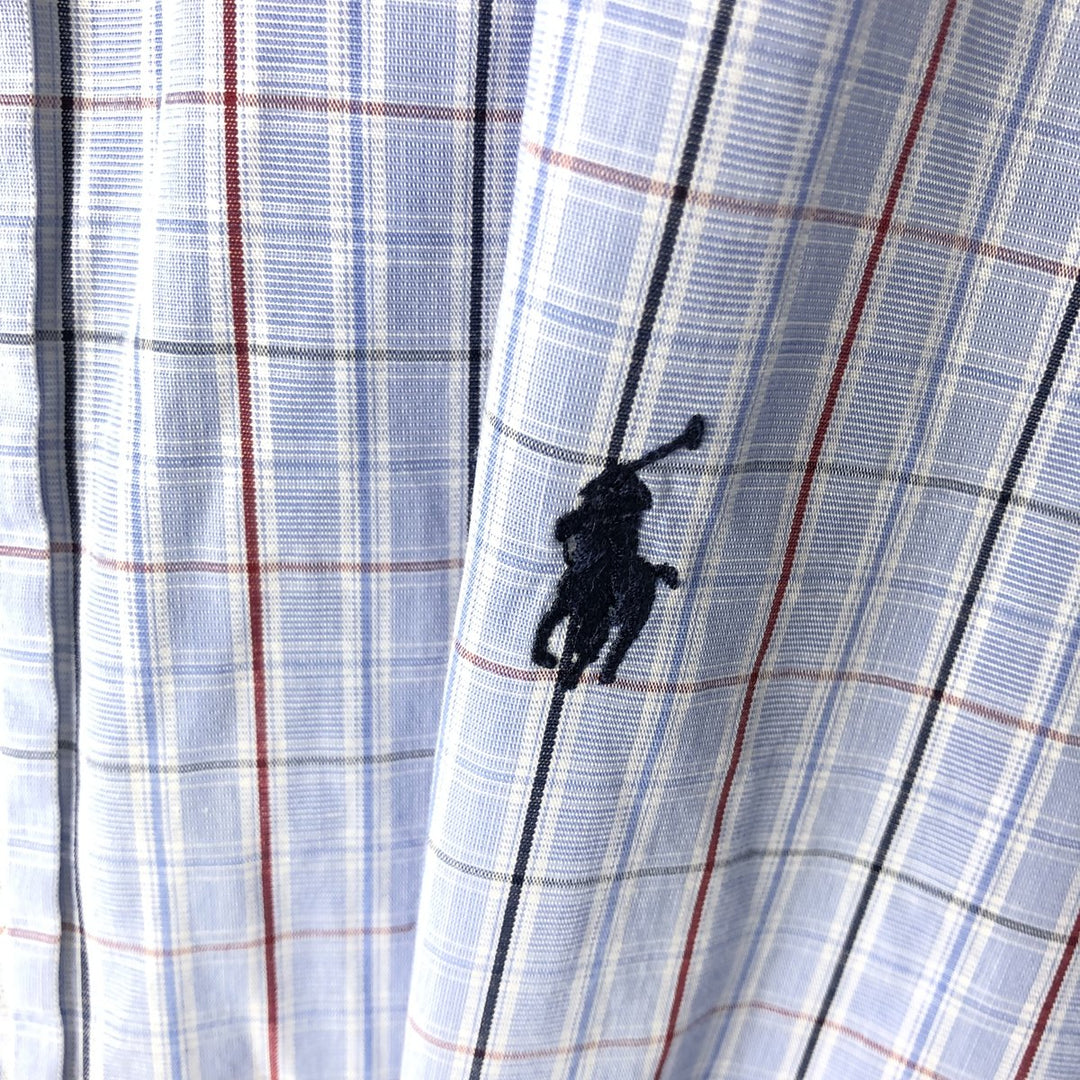 Ralph Lauren YARMOUTH Long Sleeve Button-Down Check Shirt, Men's Size L cotton Blue type light blue Vintage Second Hand