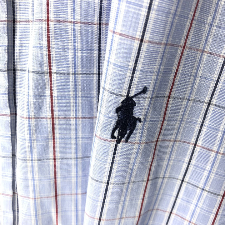 Ralph Lauren YARMOUTH Long Sleeve Button-Down Check Shirt, Men's Size L cotton Blue type light blue Vintage Second Hand