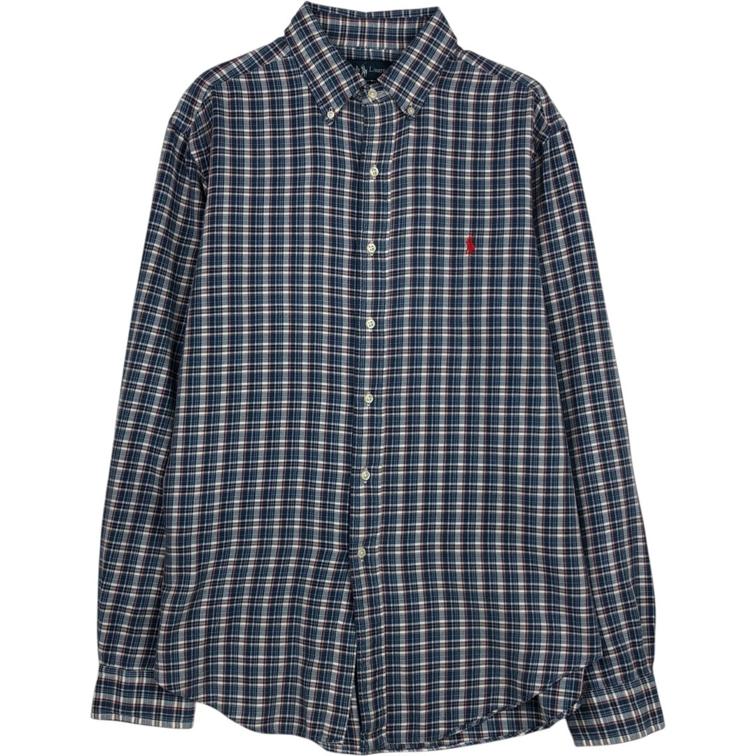 Ralph Lauren Classic Fit Long Sleeve Button Down Check Shirt Men's Size L cotton blue type Vintage Second Hand