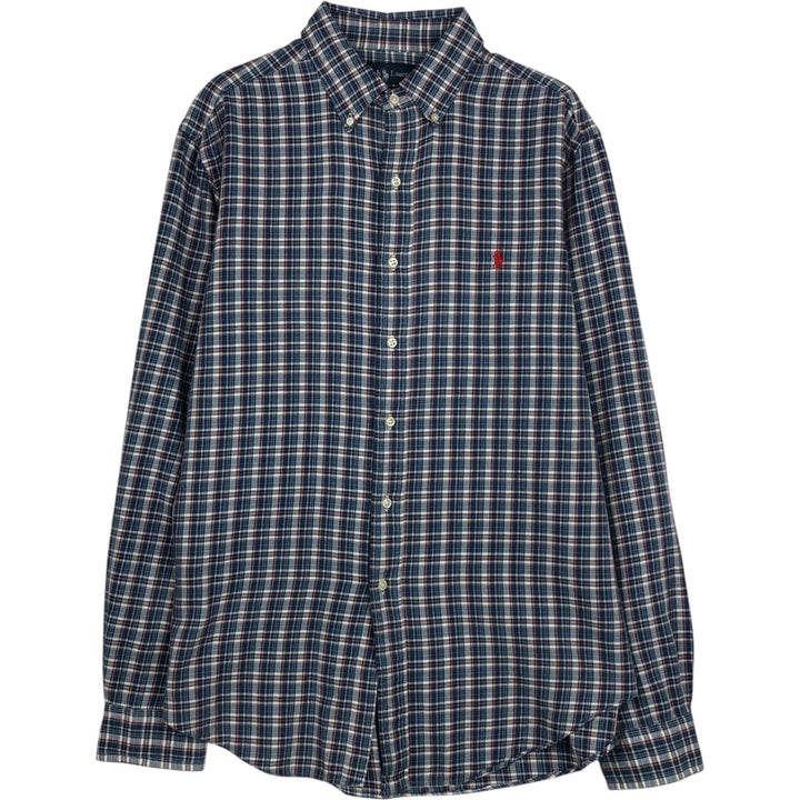 Ralph Lauren Classic Fit Long Sleeve Button Down Check Shirt Men's Size L cotton blue type Vintage Second Hand