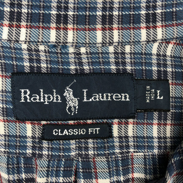 Ralph Lauren Classic Fit Long Sleeve Button Down Check Shirt Men's Size L cotton blue type Vintage Second Hand