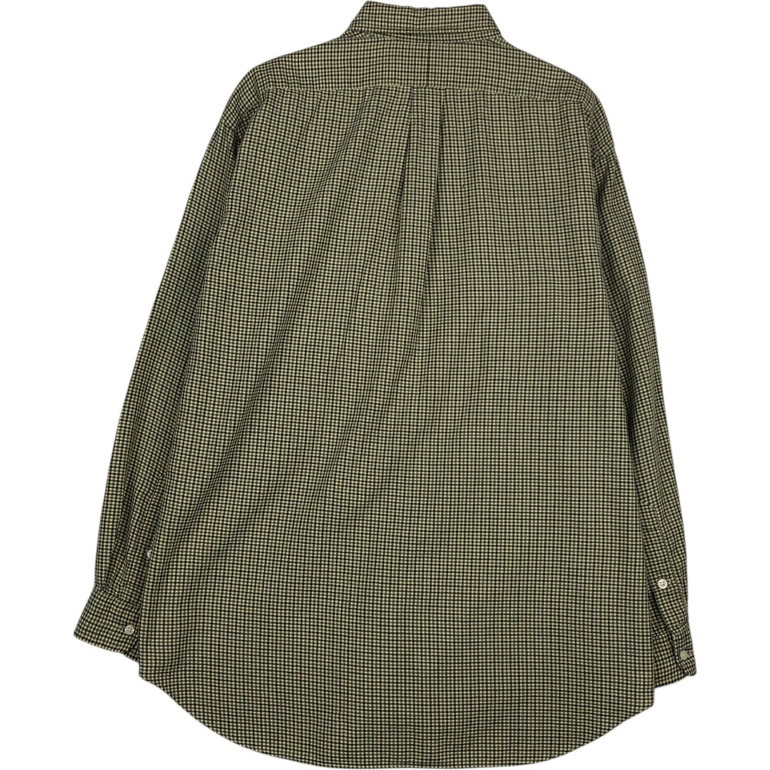 Ralph Lauren BLAIRE long sleeve button down check shirt, men's size L cotton lemon yellow Vintage Second Hand