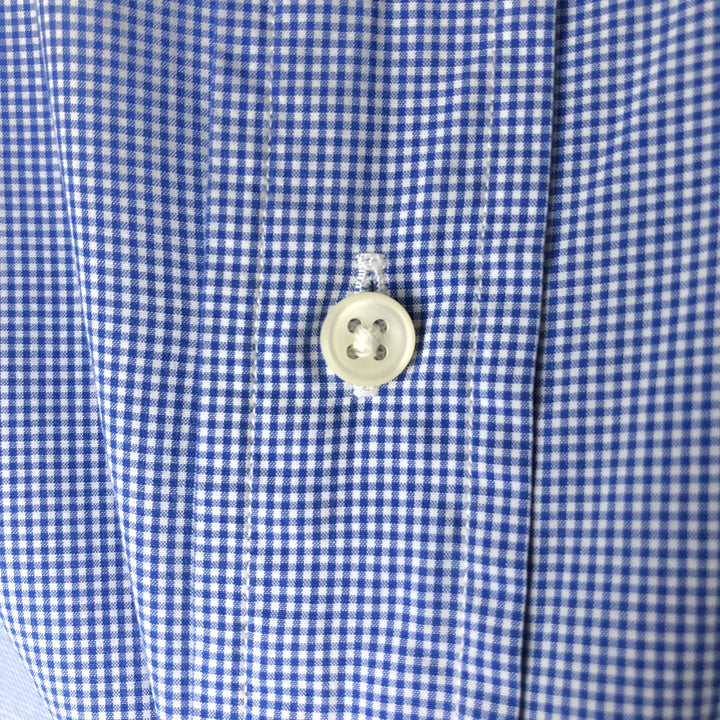 Ralph Lauren Gingham Check Long Sleeve Button-Down Check Shirt, Men's M Size cotton blue type Vintage Second Hand