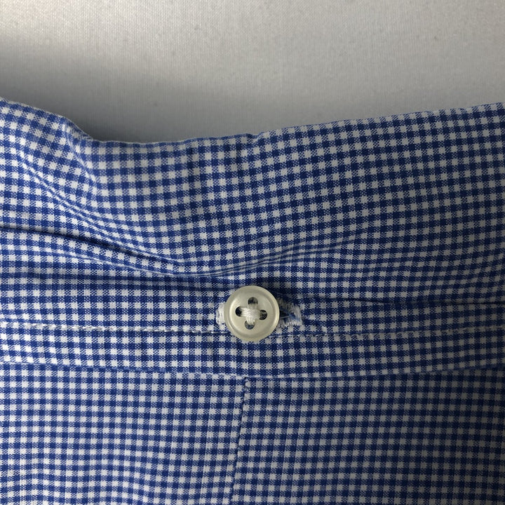 Ralph Lauren Gingham Check Long Sleeve Button-Down Check Shirt, Men's M Size cotton blue type Vintage Second Hand