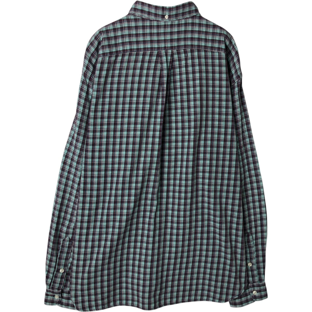Ralph Lauren RALPH LAUREN SPORT Long-Sleeve Button-Down Check Shirt, Men's Size L (approx.) cotton Mint green Vintage Second Hand