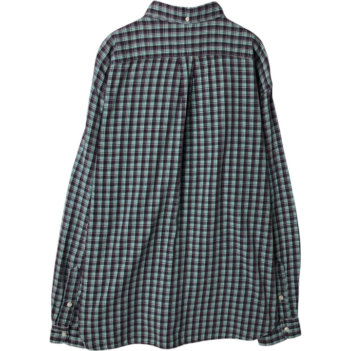 Ralph Lauren RALPH LAUREN SPORT Long-Sleeve Button-Down Check Shirt, Men's Size L (approx.) cotton Mint green Vintage Second Hand