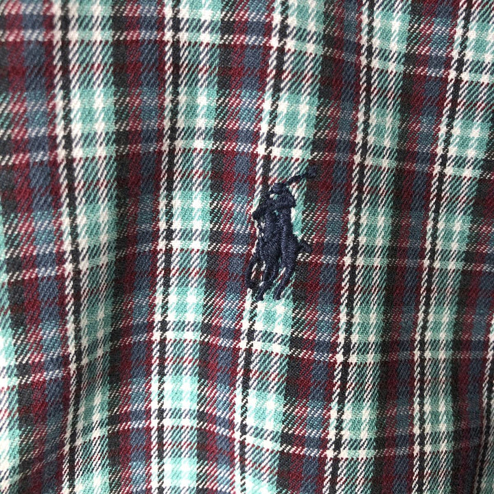Ralph Lauren RALPH LAUREN SPORT Long-Sleeve Button-Down Check Shirt, Men's Size L (approx.) cotton Mint green Vintage Second Hand