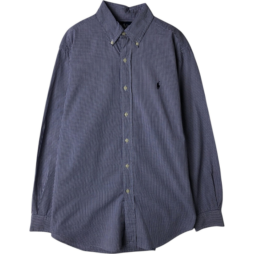 Ralph Lauren Classic Fit Gingham Check Long Sleeve Button-Down Shirt, Men's Size Medium cotton white type Vintage Second Hand