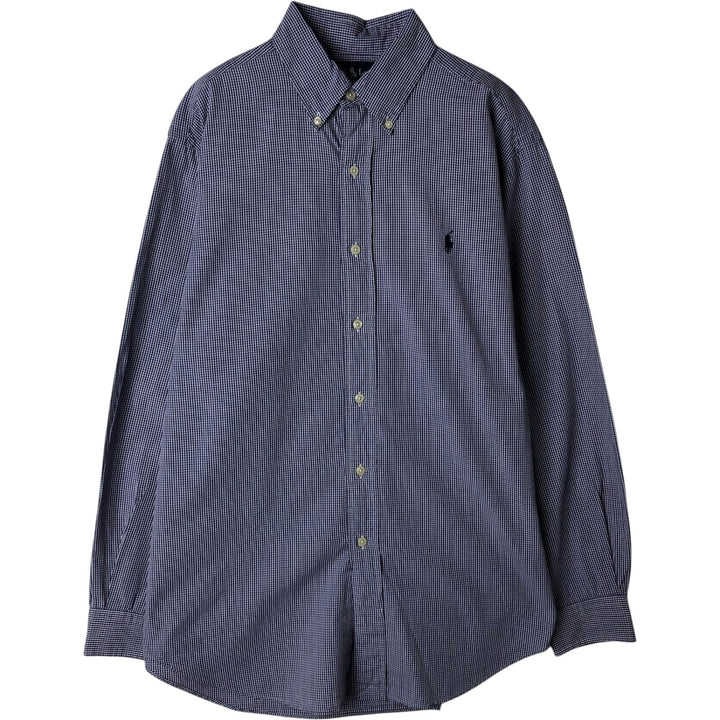 Ralph Lauren Classic Fit Gingham Check Long Sleeve Button-Down Shirt, Men's Size Medium cotton white type Vintage Second Hand