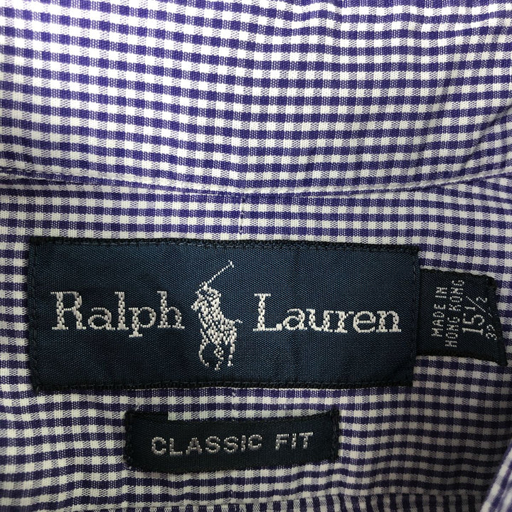 Ralph Lauren Classic Fit Gingham Check Long Sleeve Button-Down Shirt, Men's Size Medium cotton white type Vintage Second Hand