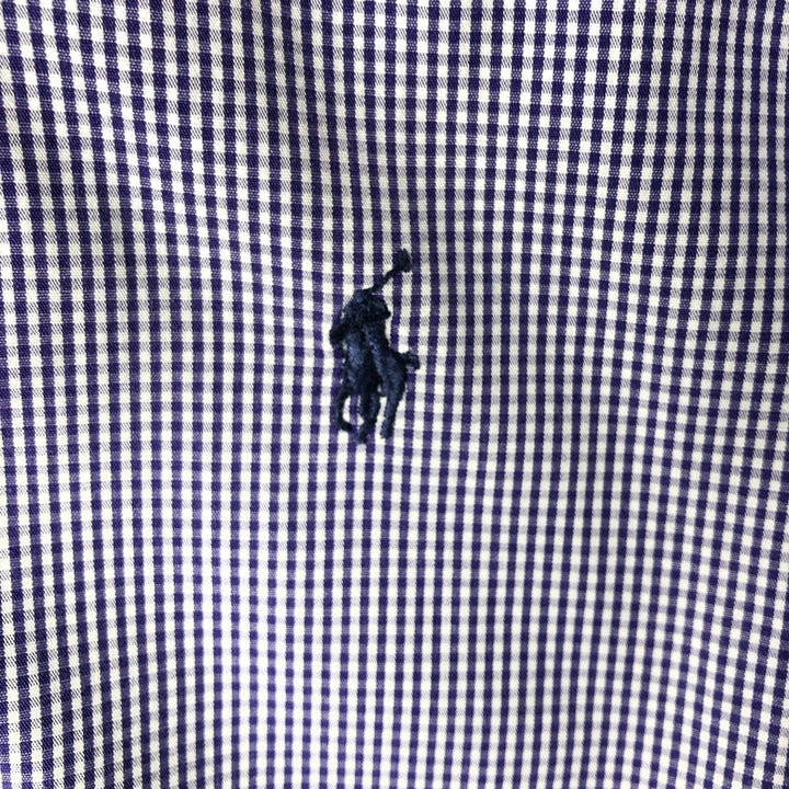 Ralph Lauren Classic Fit Gingham Check Long Sleeve Button-Down Shirt, Men's Size Medium cotton white type Vintage Second Hand