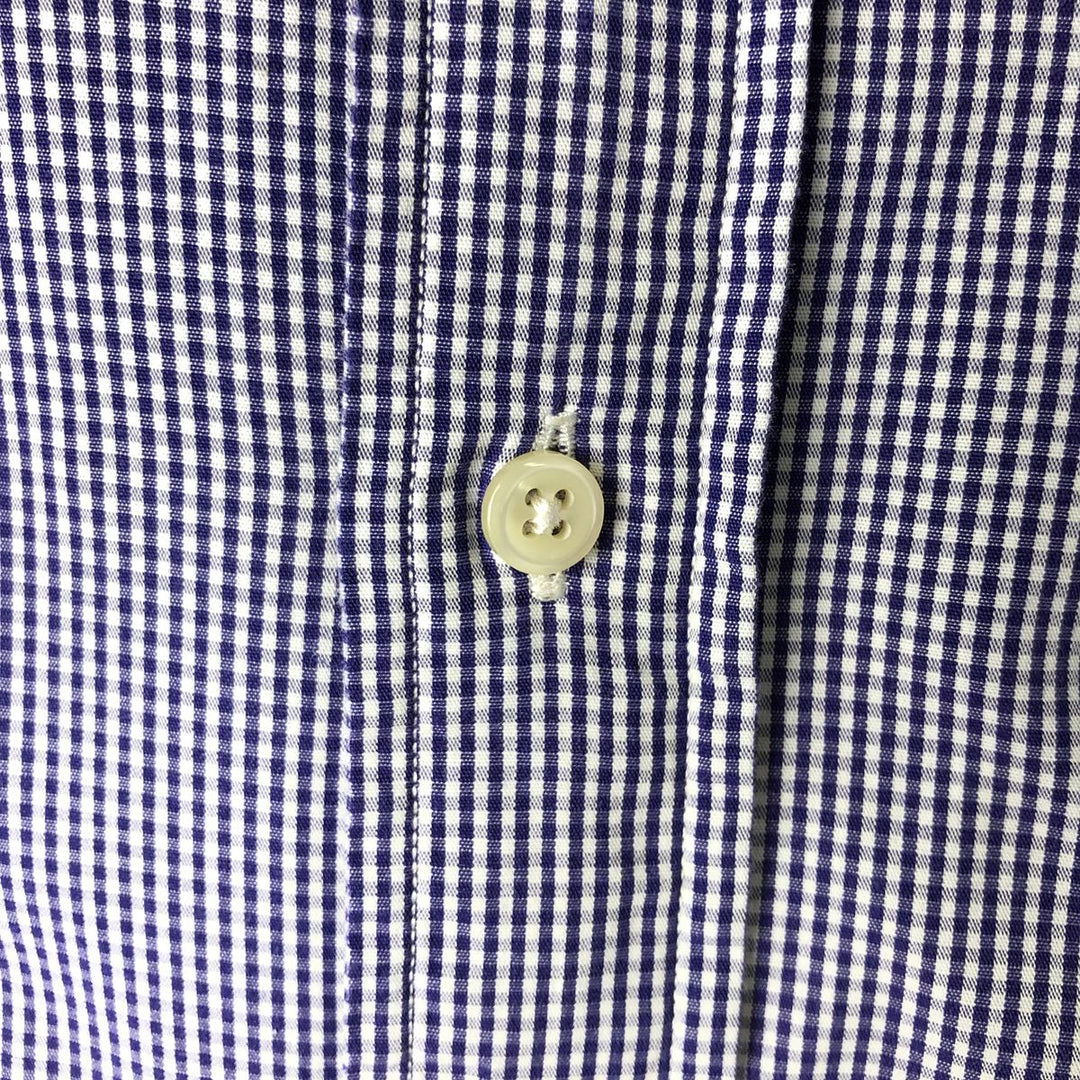 Ralph Lauren Classic Fit Gingham Check Long Sleeve Button-Down Shirt, Men's Size Medium cotton white type Vintage Second Hand