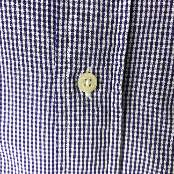 Ralph Lauren Classic Fit Gingham Check Long Sleeve Button-Down Shirt, Men's Size Medium cotton white type Vintage Second Hand