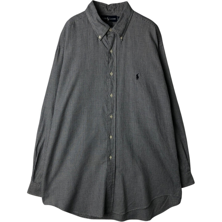 Ralph Lauren YARMOUTH Houndstooth Pattern Long Sleeve Button Down Shirt Men's XL cotton black type Vintage Second Hand