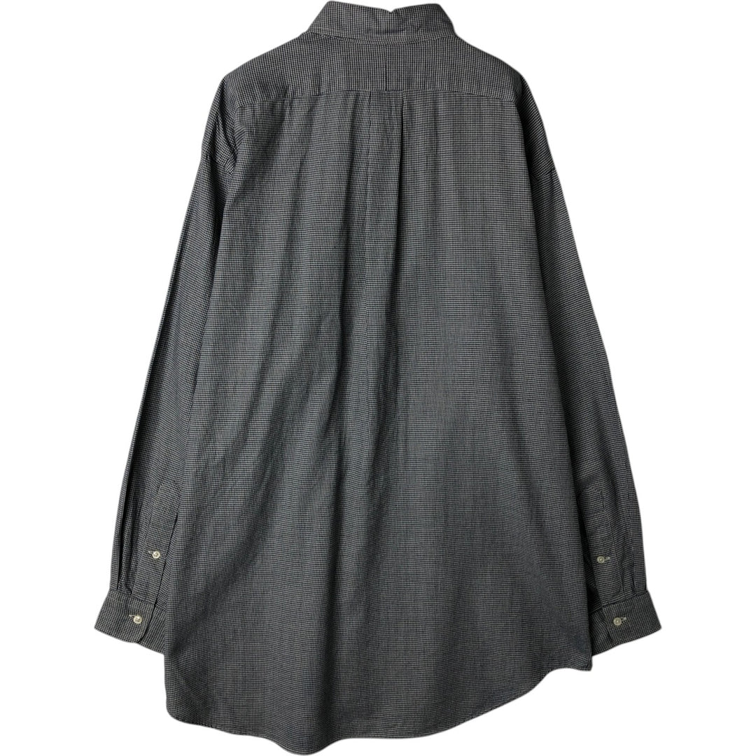 Ralph Lauren YARMOUTH Houndstooth Pattern Long Sleeve Button Down Shirt Men's XL cotton black type Vintage Second Hand