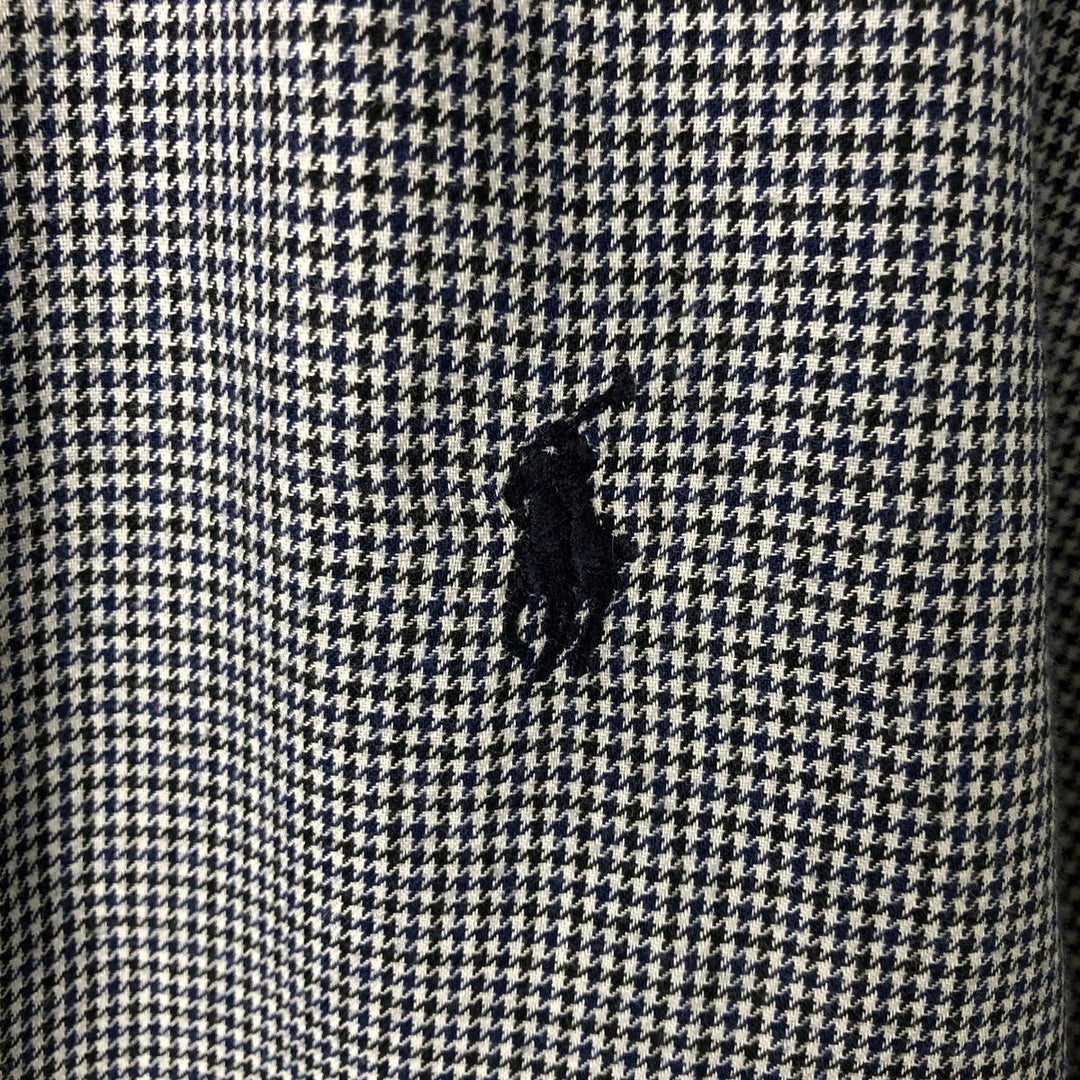 Ralph Lauren YARMOUTH Houndstooth Pattern Long Sleeve Button Down Shirt Men's XL cotton black type Vintage Second Hand