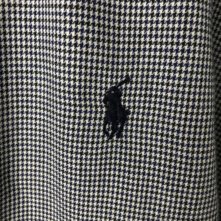 Ralph Lauren YARMOUTH Houndstooth Pattern Long Sleeve Button Down Shirt Men's XL cotton black type Vintage Second Hand