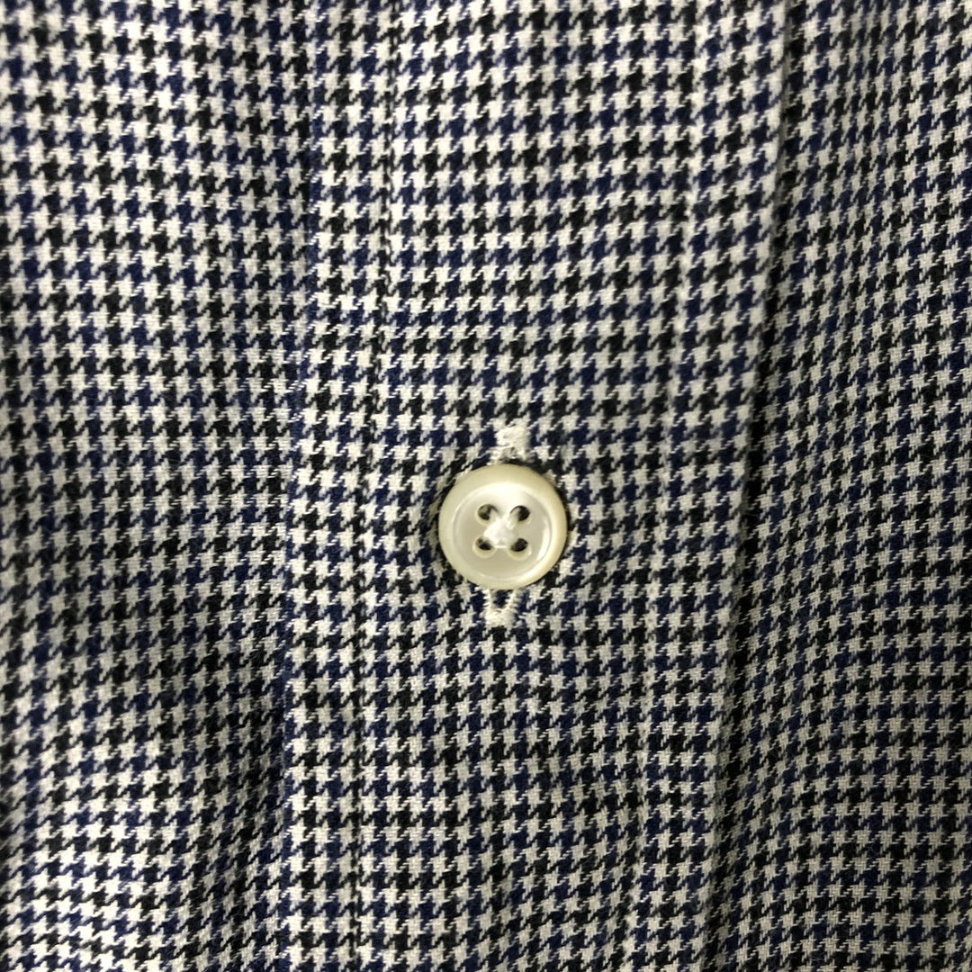 Ralph Lauren YARMOUTH Houndstooth Pattern Long Sleeve Button Down Shirt Men's XL cotton black type Vintage Second Hand