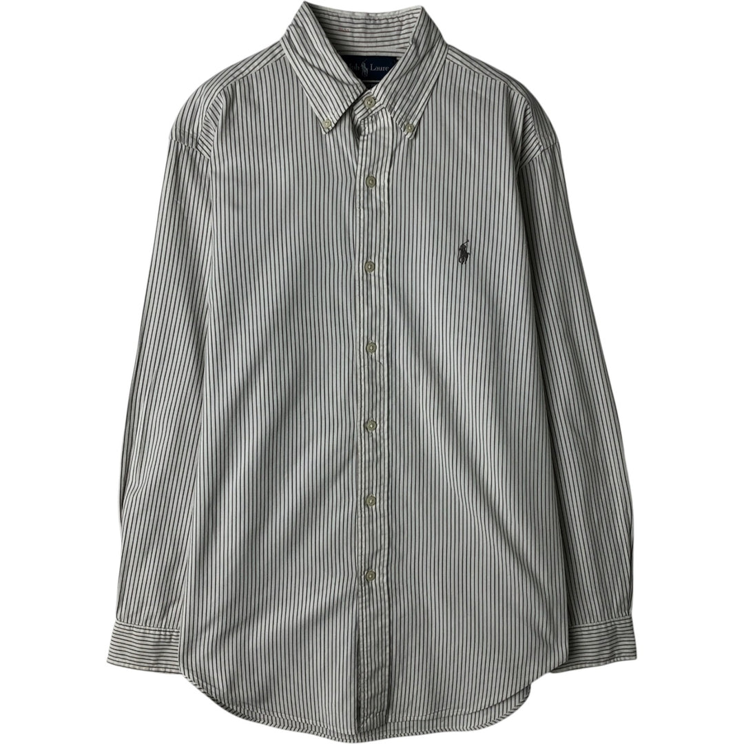 Ralph Lauren CLASSIC FIT Long-Sleeve Button-Down Striped Shirt, Men's Size S (approx.) cotton white type Vintage Second Hand