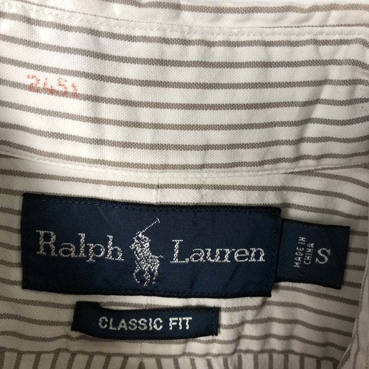 Ralph Lauren CLASSIC FIT Long-Sleeve Button-Down Striped Shirt, Men's Size S (approx.) cotton white type Vintage Second Hand