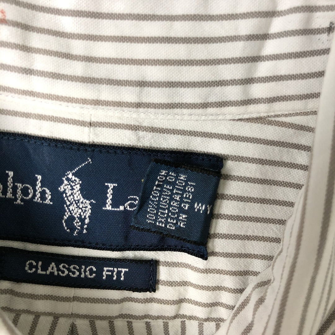 Ralph Lauren CLASSIC FIT Long-Sleeve Button-Down Striped Shirt, Men's Size S (approx.) cotton white type Vintage Second Hand