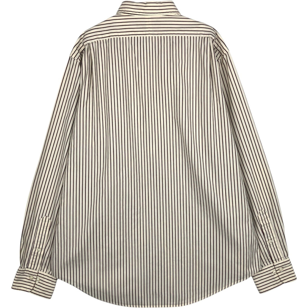 Ralph Lauren POLO by Ralph Lauren RHODES CUSTOM FIT Long-Sleeve Cotton Stripe Shirt, Men's Size L (approx.) cotton ivory Vintage Second Hand