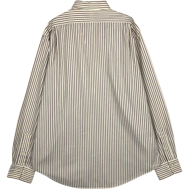 Ralph Lauren POLO by Ralph Lauren RHODES CUSTOM FIT Long-Sleeve Cotton Stripe Shirt, Men's Size L (approx.) cotton ivory Vintage Second Hand