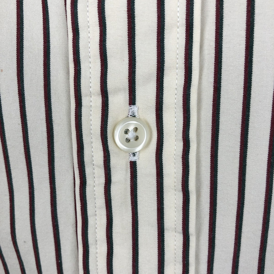 Ralph Lauren POLO by Ralph Lauren RHODES CUSTOM FIT Long-Sleeve Cotton Stripe Shirt, Men's Size L (approx.) cotton ivory Vintage Second Hand