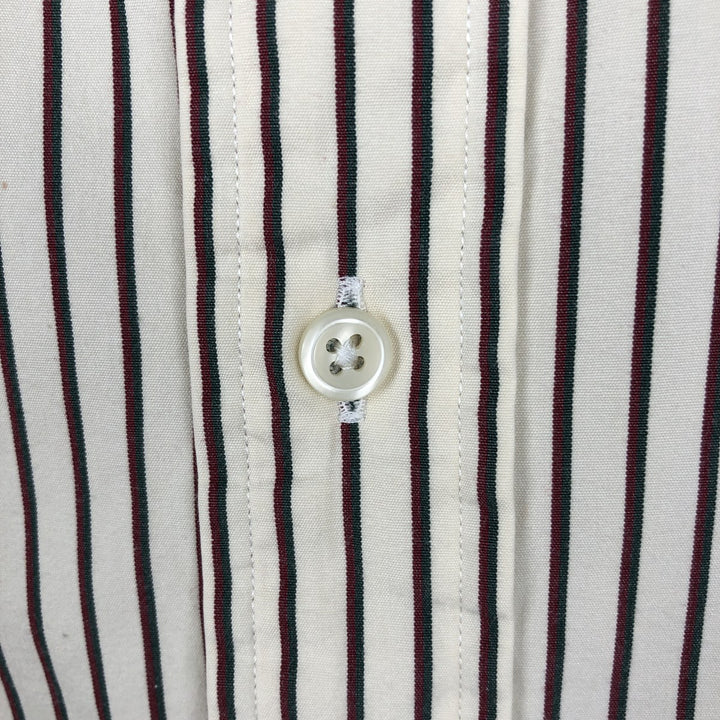 Ralph Lauren POLO by Ralph Lauren RHODES CUSTOM FIT Long-Sleeve Cotton Stripe Shirt, Men's Size L (approx.) cotton ivory Vintage Second Hand
