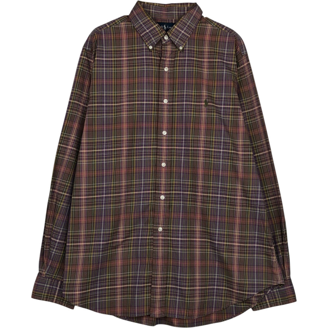 Ralph Lauren Classic Fit Long Sleeve Button Down Check Shirt Men's XL cotton purple type Vintage Second Hand