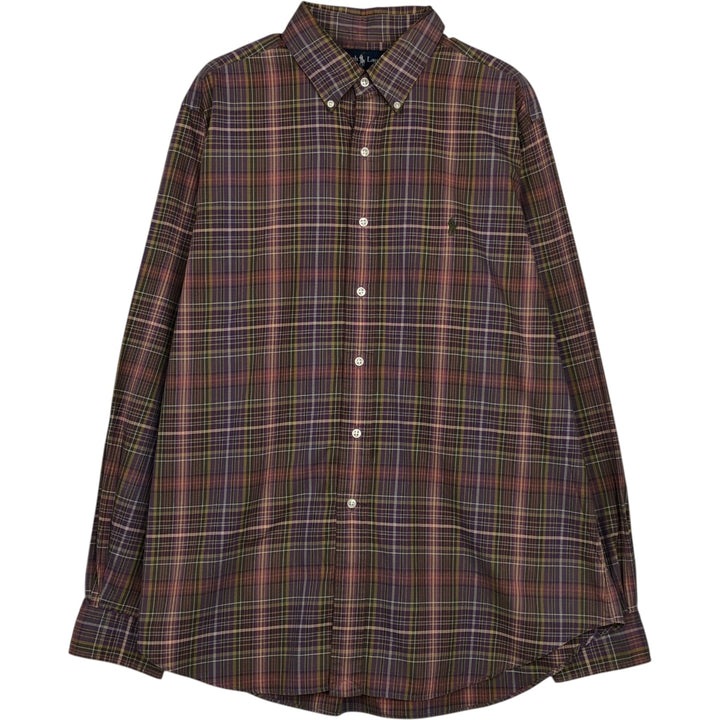 Ralph Lauren Classic Fit Long Sleeve Button Down Check Shirt Men's XL cotton purple type Vintage Second Hand