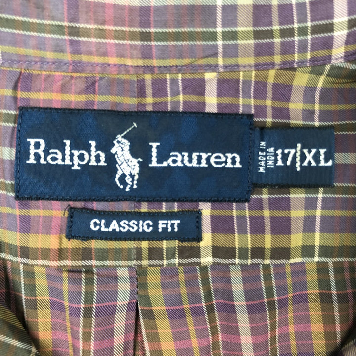 Ralph Lauren Classic Fit Long Sleeve Button Down Check Shirt Men's XL cotton purple type Vintage Second Hand