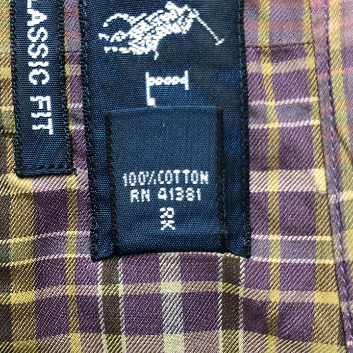 Ralph Lauren Classic Fit Long Sleeve Button Down Check Shirt Men's XL cotton purple type Vintage Second Hand