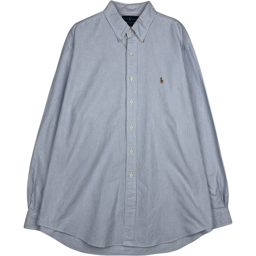 Ralph Lauren BLAKE long sleeve button-down striped shirt, men's size XL cotton blue type Vintage Second Hand