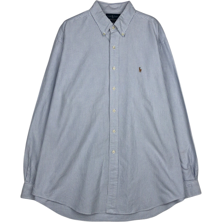Ralph Lauren BLAKE long sleeve button-down striped shirt, men's size XL cotton blue type Vintage Second Hand