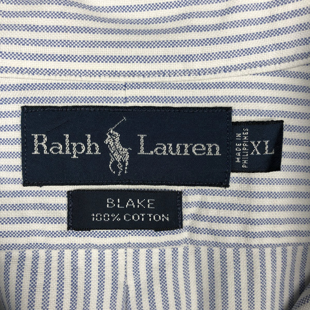 Ralph Lauren BLAKE long sleeve button-down striped shirt, men's size XL cotton blue type Vintage Second Hand