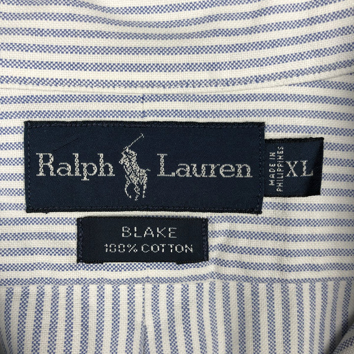 Ralph Lauren BLAKE long sleeve button-down striped shirt, men's size XL cotton blue type Vintage Second Hand