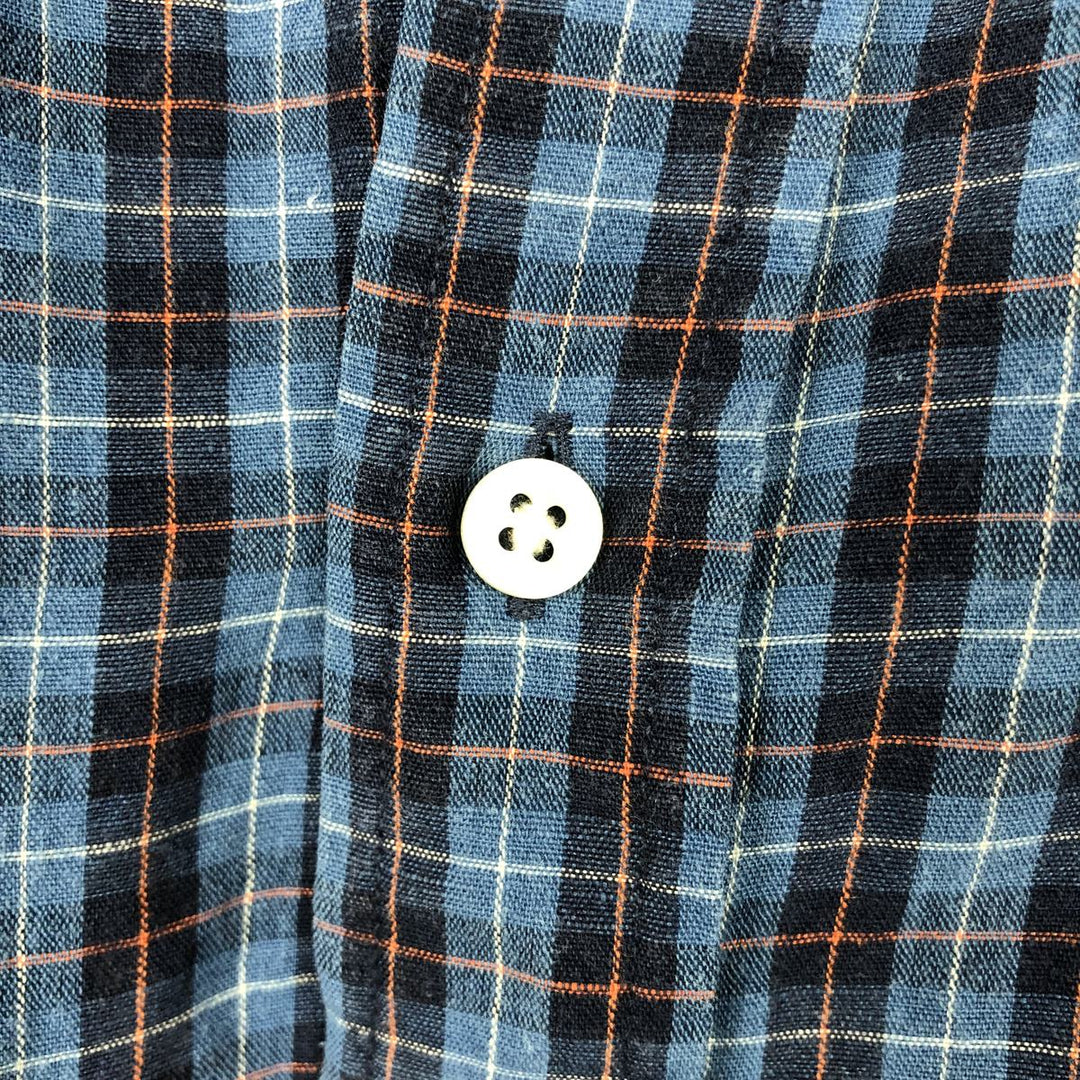 Ralph Lauren Classic Fit Long Sleeve Button Down Check Shirt Men's Size L linen blue type Vintage Second Hand