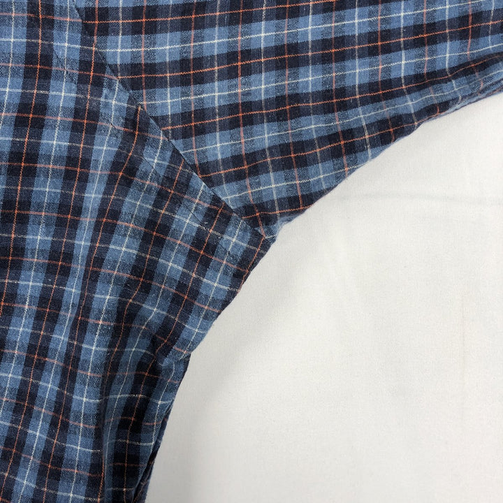 Ralph Lauren Classic Fit Long Sleeve Button Down Check Shirt Men's Size L linen blue type Vintage Second Hand