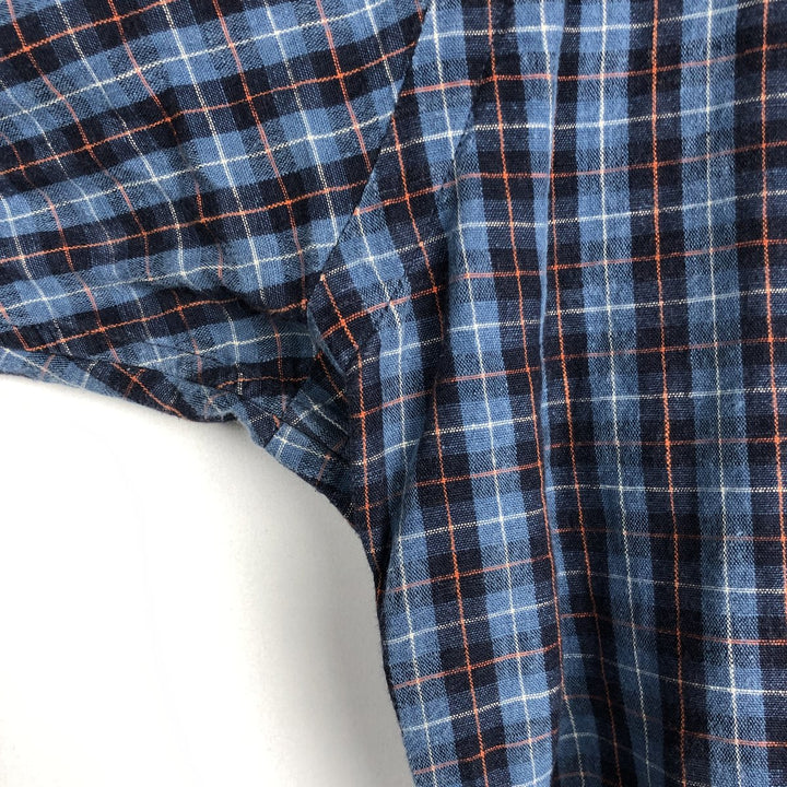 Ralph Lauren Classic Fit Long Sleeve Button Down Check Shirt Men's Size L linen blue type Vintage Second Hand
