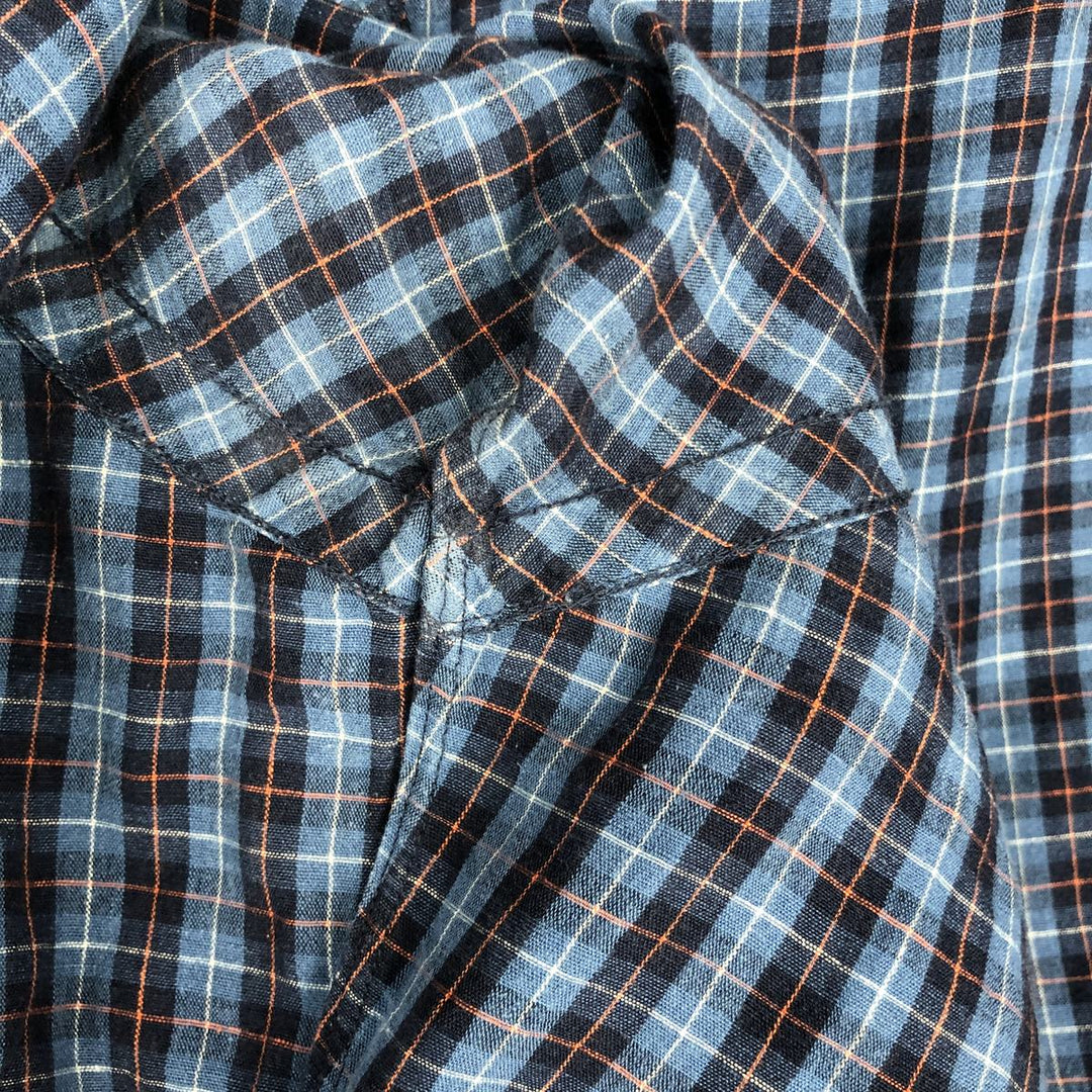 Ralph Lauren Classic Fit Long Sleeve Button Down Check Shirt Men's Size L linen blue type Vintage Second Hand