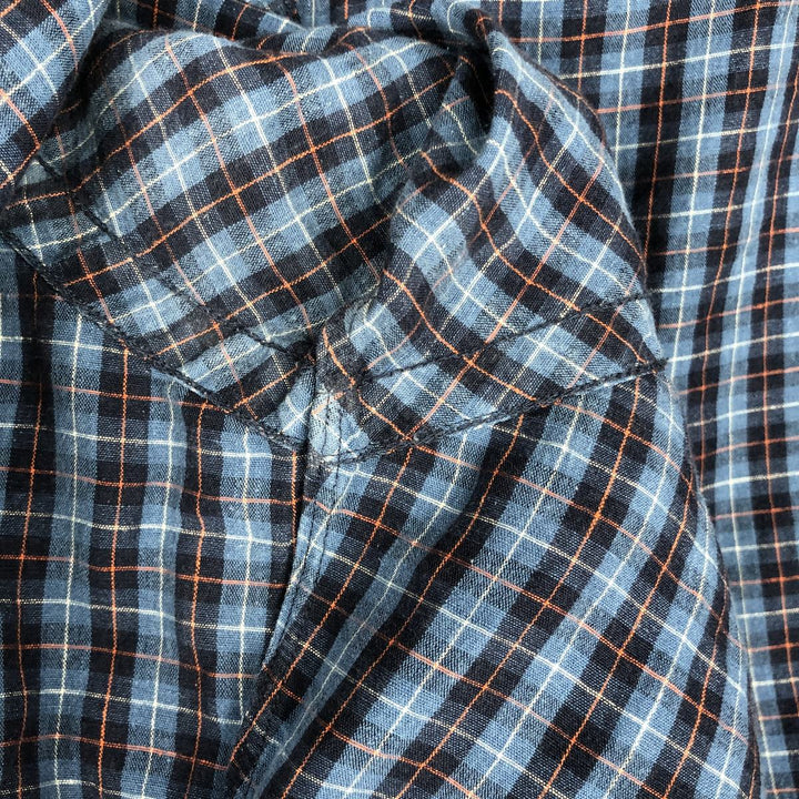 Ralph Lauren Classic Fit Long Sleeve Button Down Check Shirt Men's Size L linen blue type Vintage Second Hand