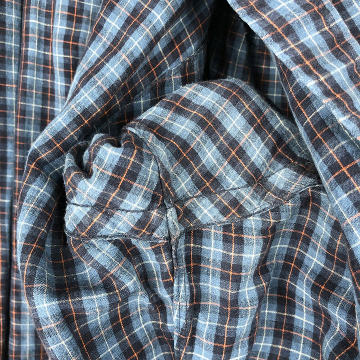 Ralph Lauren Classic Fit Long Sleeve Button Down Check Shirt Men's Size L linen blue type Vintage Second Hand